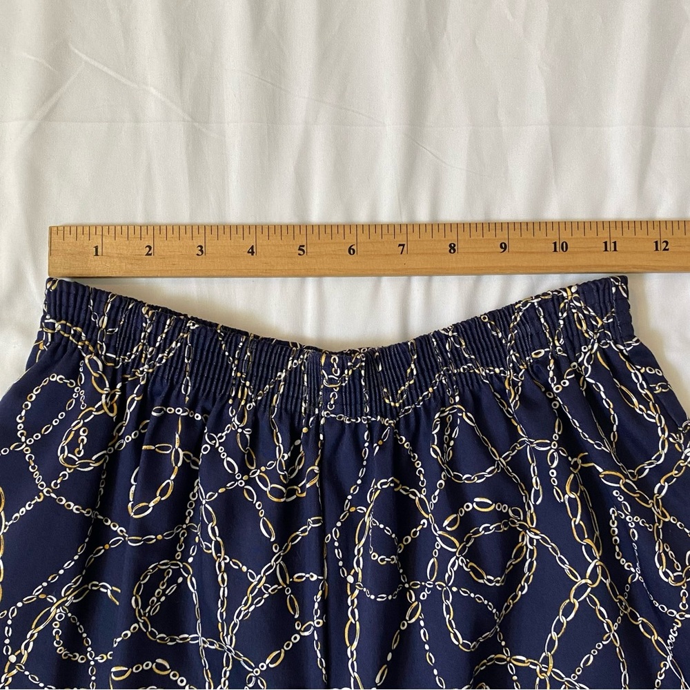 Vintage Navy Blue Chain Print Pants, Preppy Equestrian Summer Country Club Vibes - Picture 7 of 10